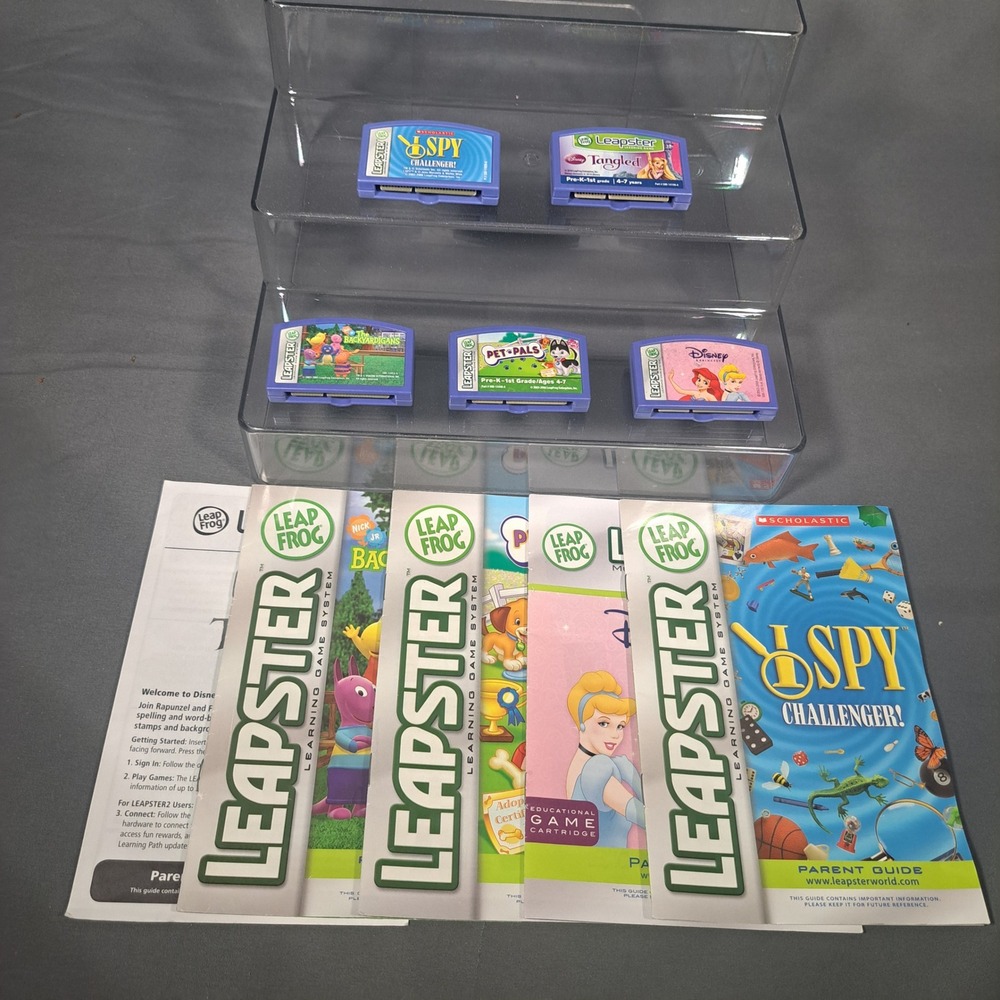 LeapFrog Leapster Game 5 Pc Disney Princess Tangled I Spy Backyardigans PetPals